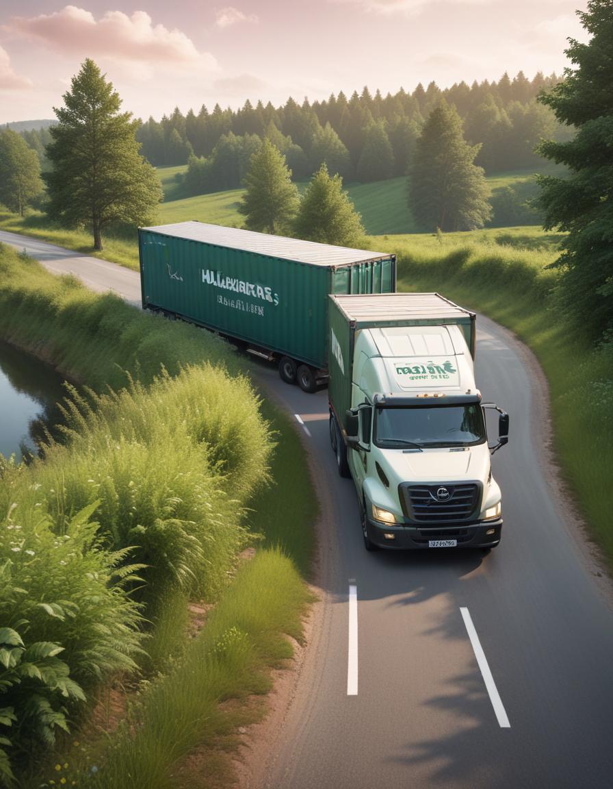 A truck travels along a road carrying containers, promoting the business of hal karatas leading best Container transport in Sydney.